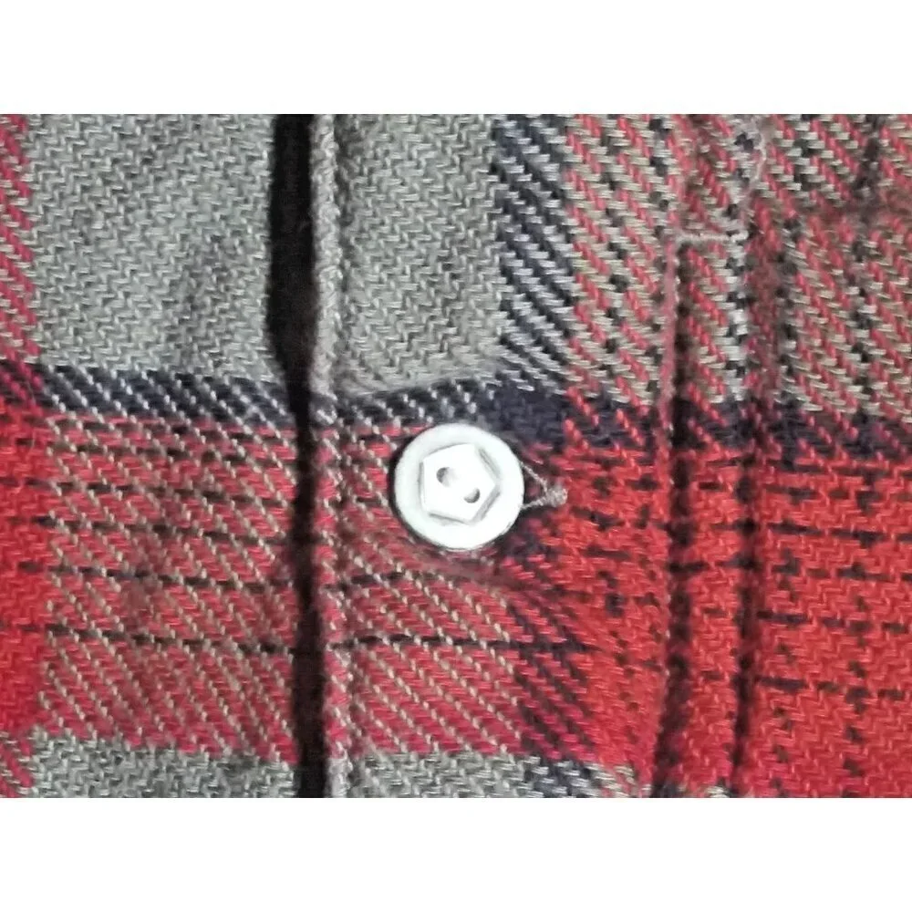 Levis Vintage flannel shirt thick Plaid Men’s size Medium gray orange western